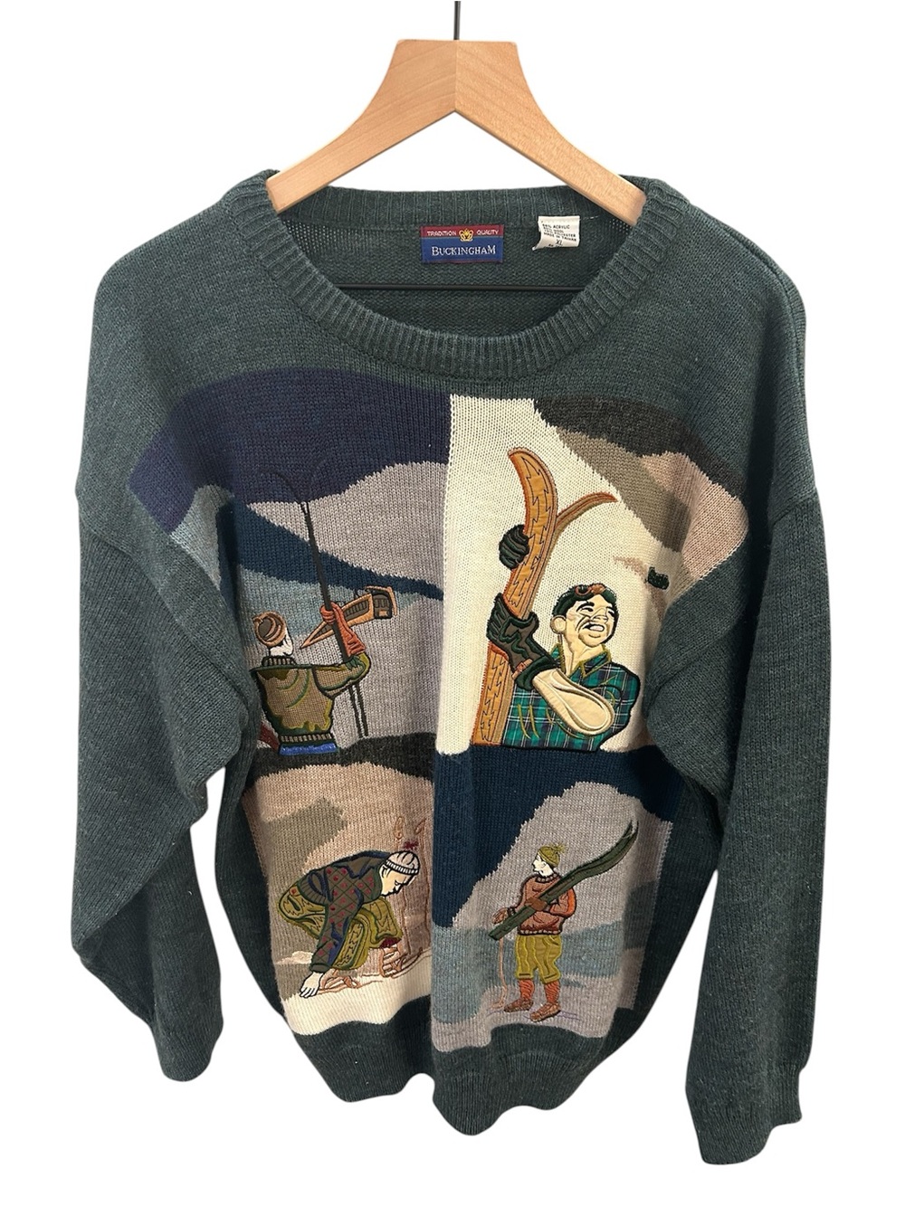 Vintage Buckingham Skiing & Winter Sports Sweater Size XL 🏔️⛷️